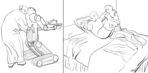 BEAR ������ ���������� �� ������ � ������� �� ���� ���, �� � � ��������, � � ��������� � � ������������ ����� (����������� Vecna Robotics).