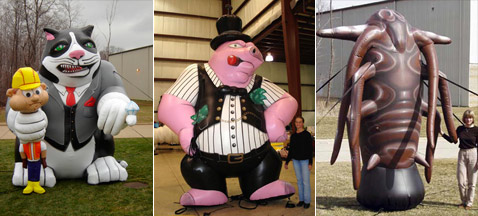    (Corporate Fat Cat),   (Greedy Pig)    ( Big Sky Balloons and Searchlights).