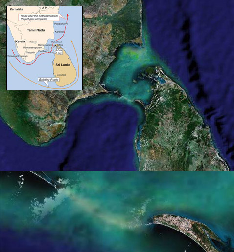 ���������� �������� � ���-����� �� Google Maps. �� ������: ������� � ���������� ���������&nbsp;� �������� (������� �����) � ������� (�������). �����: "���� ����" ����� ������ (���� � ����������� � ������ maps.google.com � sethusamudram.tamilar.org).