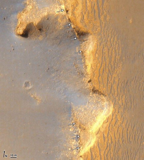 ����������� ������������� ���� ������ ������ ���� ���, ��� ������ �������� �������� Opportunity&nbsp;� �� ���� ������� "��������" (Victoria). ������, ��������� �����, ���������� �����, ��������� ���� �� �����, ��� ������ ����� �����. � �� ��, ���� ������������� �����, ��������� ������� ����� �� ����������� ���� �������, ����� �� ����� ��������� �������� ������ �� ������������ ������� (���� NASA/JPL/Univ.of Arizona).