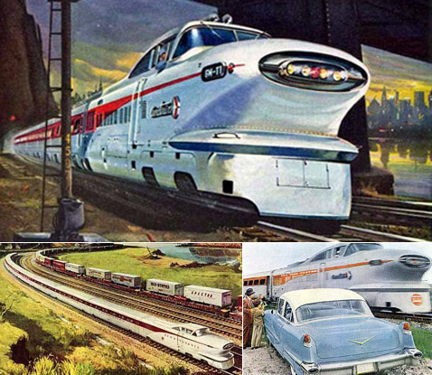 ������� ����������� ����������������� Aerotrain ������, ���������, ������� � �������� �� ��� ������� � ������������ GM (����������� � ������ carofthecentury.com � discoverlivesteam.com).