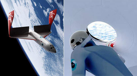 SpaceShipTwo ����������� �� �������������� ����������, � ��������� � ������ ���� (����������� Virgin Galactic).
